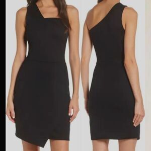 Fraiche by J One Shoulder Bodycon Black Dress M